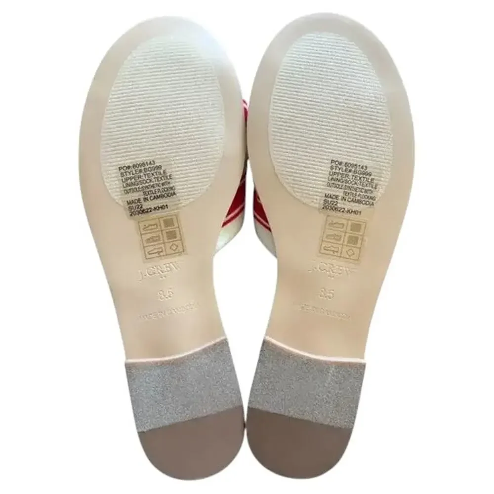 J.Crew Red/ Ivory Stripe Print Knot Slide Sandals, US8.5 - Picture 8 of 12